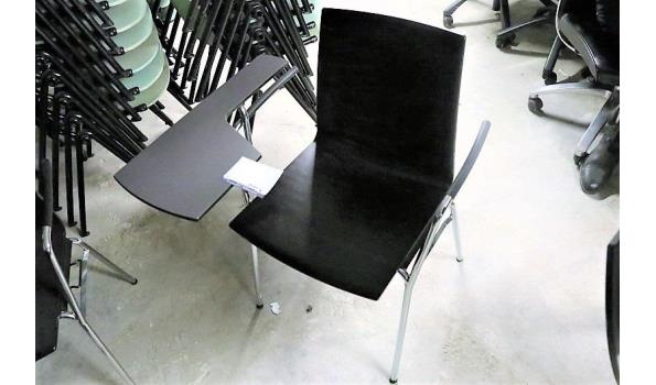 4 design stapelstoelen, WIESNER-HAGER, type Update, vv houten zitting en opklapbaar schrijftablet